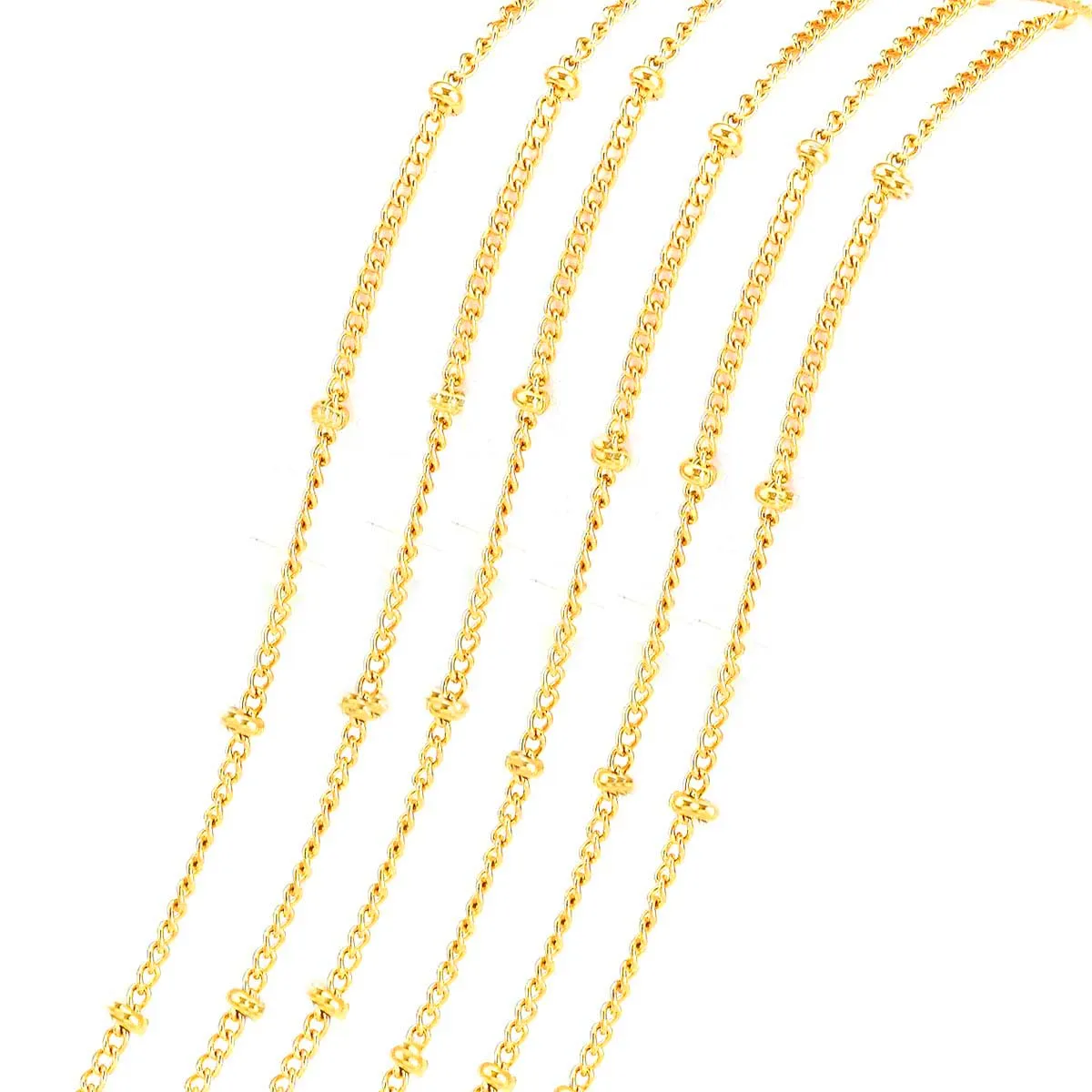 1 METER PKG. THIN CHAIN ANTI-TARNISH GOLD PLATED JEWELRY MAKING LOOSE CHAIN.