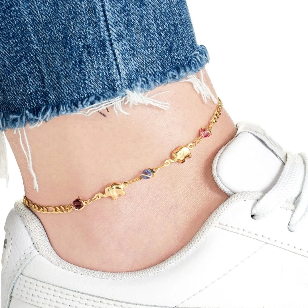 18k Gold Plated Prosperous Elephant Anklet