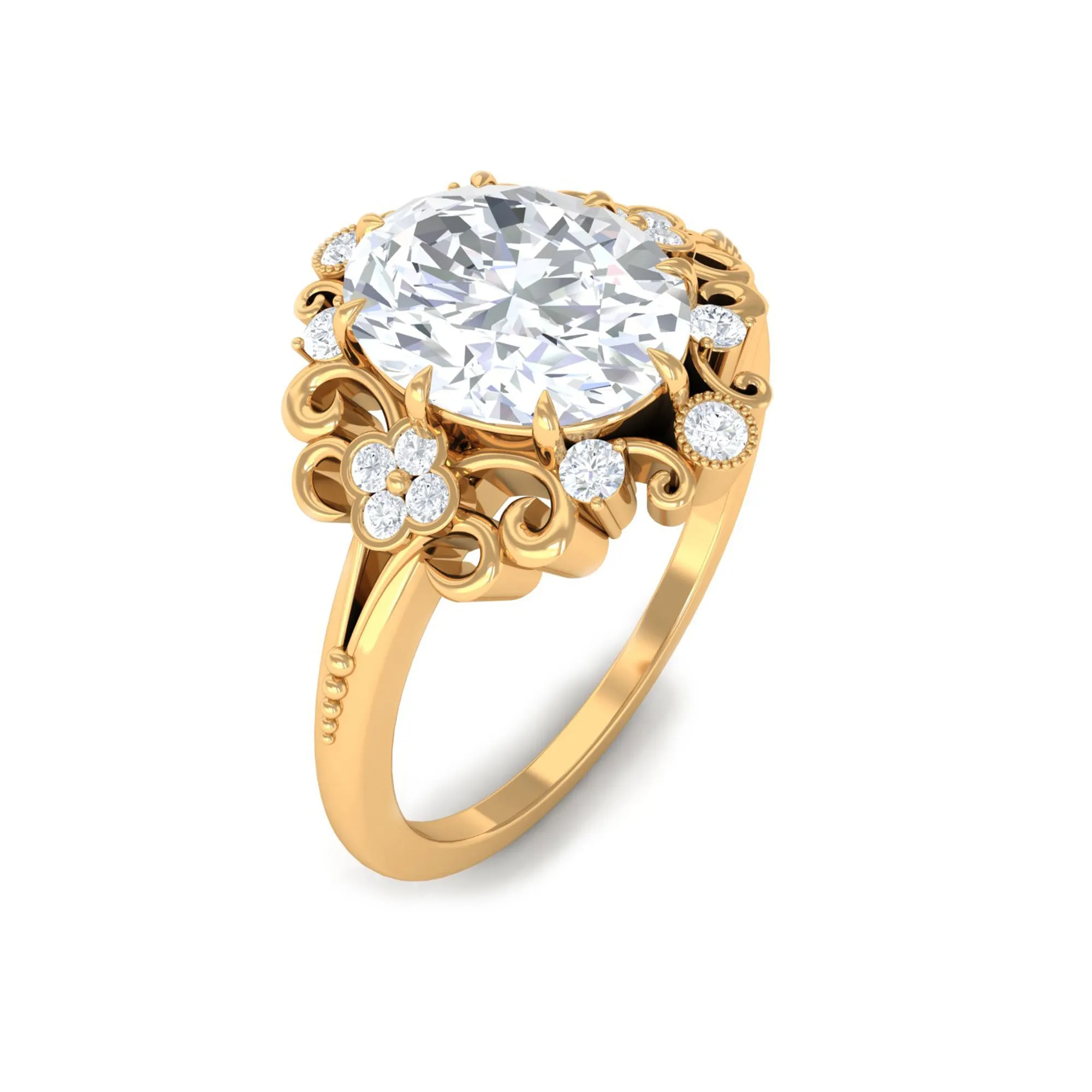 2.50 CT Moissanite Vintage Engagement Ring in Gold