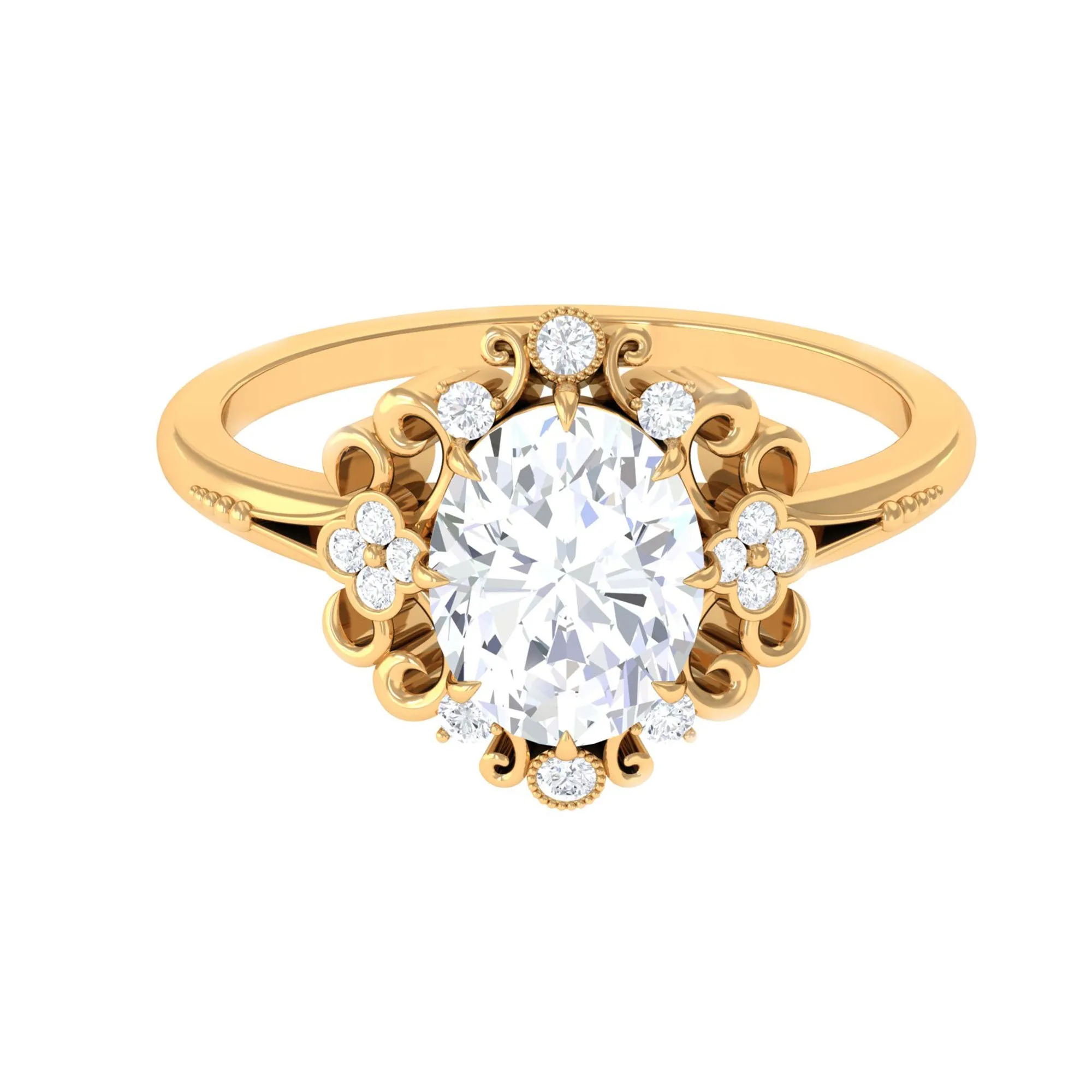 2.50 CT Moissanite Vintage Engagement Ring in Gold