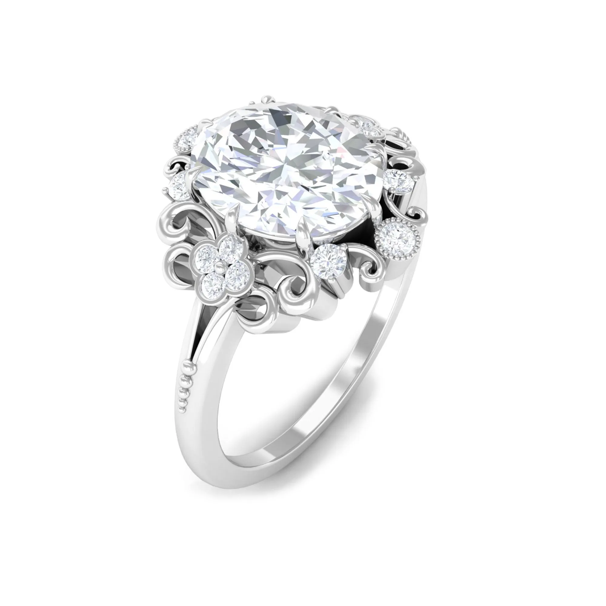 2.50 CT Moissanite Vintage Engagement Ring in Gold