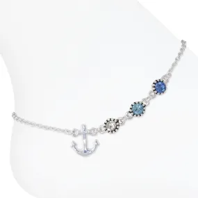 Anchor w/ Blue Stones Anklet-