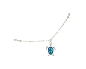 Anklet-Blue Glitter Turtle