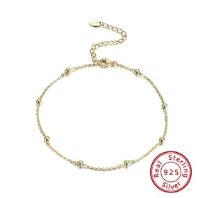 Bead Chain Anklets, 2mm (14k Gold Plated | 925 Sterling Silver)