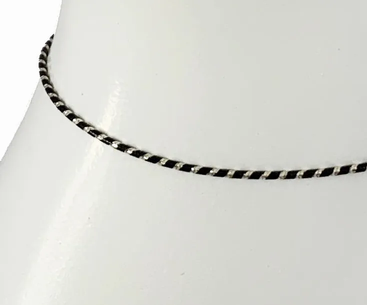 Black and Silver Slinky Sterling Anklet - 3 Pack