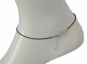 Black and Silver Slinky Sterling Anklet - 3 Pack