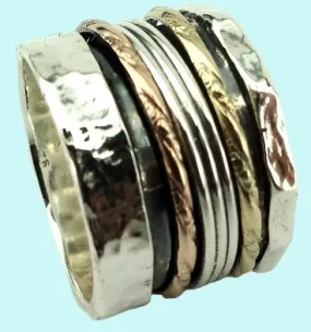 Bluenoemi israeli Jewelry modern fine jewelry Spinner Ring - Unisex - Silver Gold