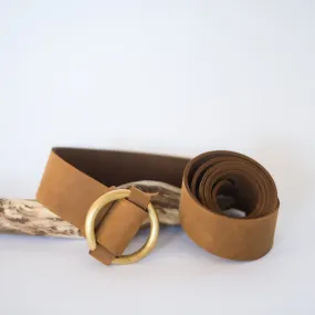 Brass Ring Buckle Tan Belt