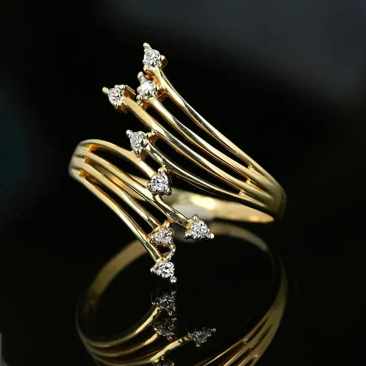 Bypass Shank Vintage Engagement Ring - 14k Gold Vermeil Rings