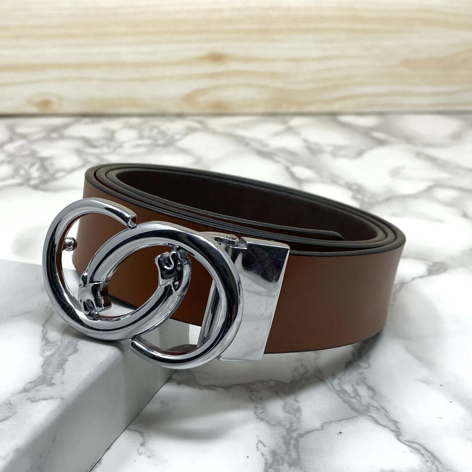 Classic Jaguar Design Leather Strap Belt-JonasParamount