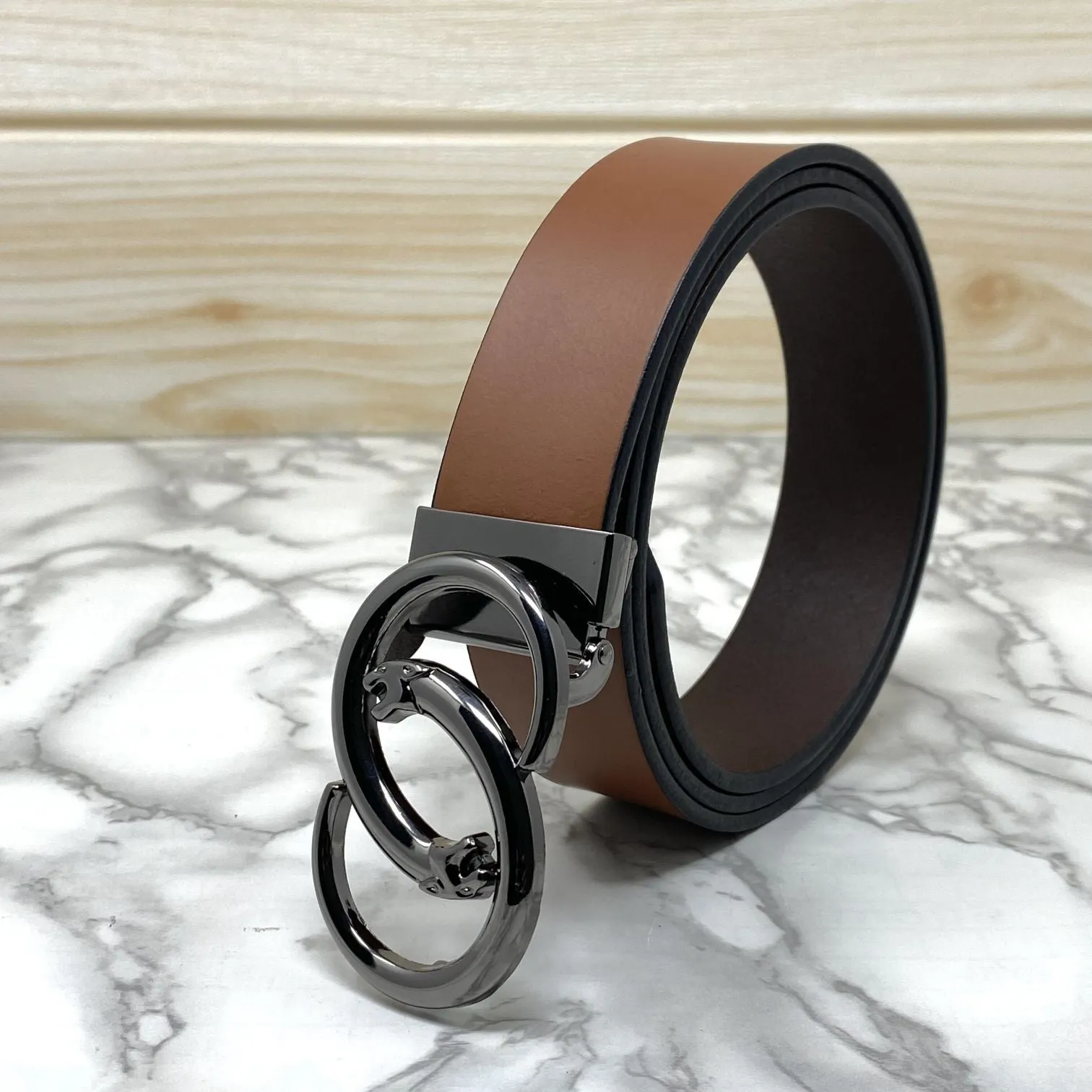 Classic Jaguar Design Leather Strap Belt-JonasParamount