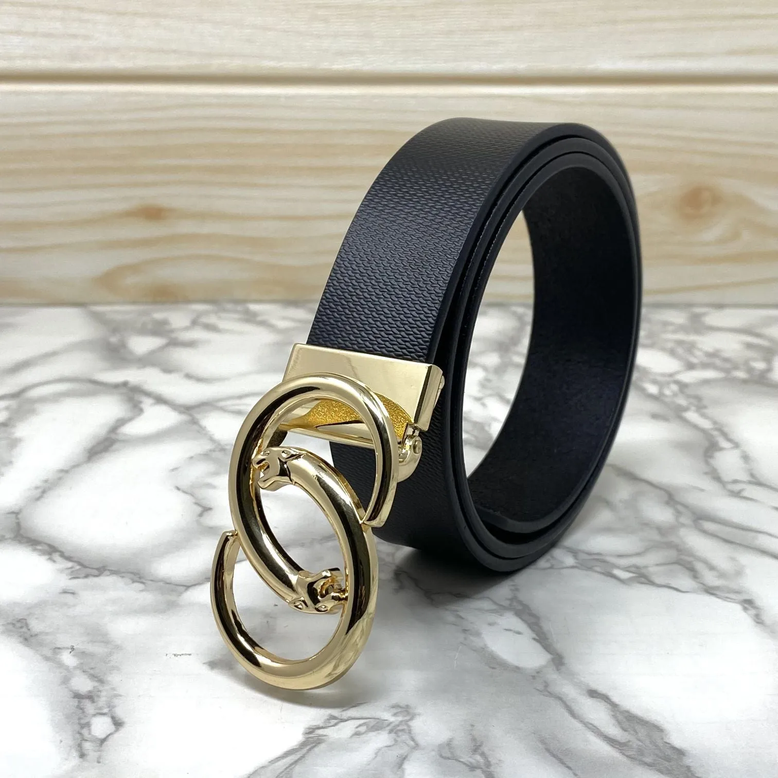 Classic Jaguar Design Leather Strap Belt-JonasParamount