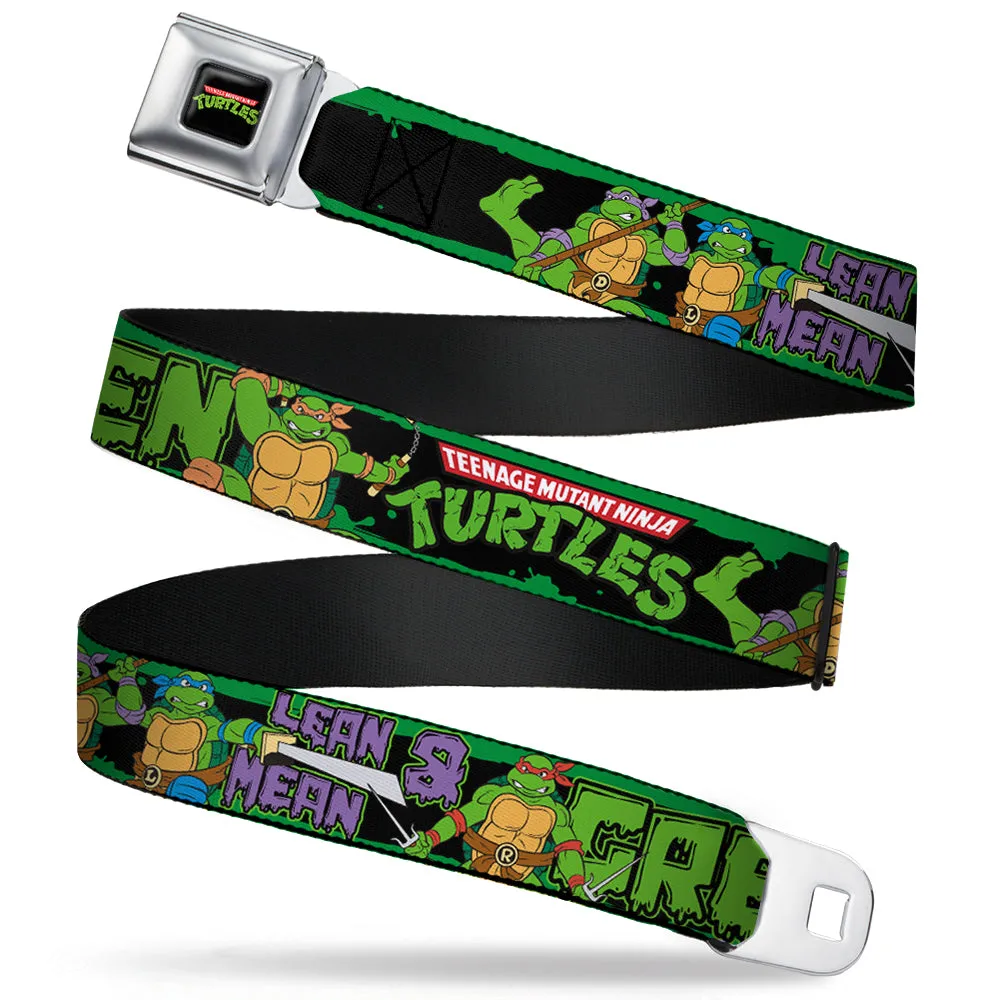 Classic TMNT Logo Full Color Seatbelt Belt - Classic TEENAGE MUTANT NINJA TURTLES Logo/Group Pose5/LEAN MEAN & GREEN Webbing