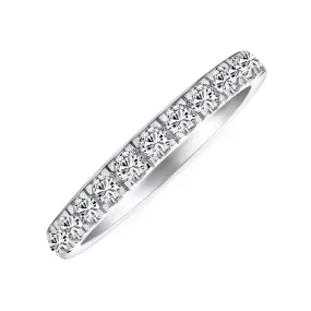 Cubic Zirconia Cocktail Statement Ring: Clear CZ Half Eternity Wedding Band