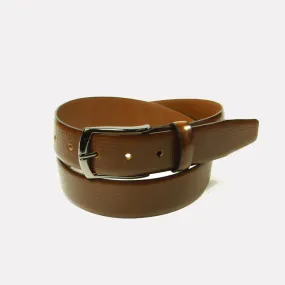 Embossed Houndstooth Leather Belt / Cognac