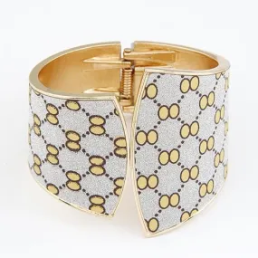 Glamorous Geometric: Gold & Silver Patterned Bangle