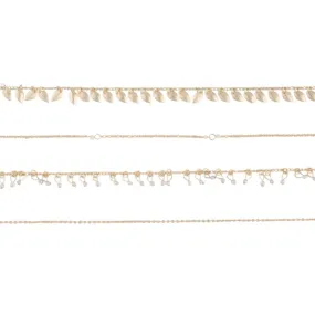 Gold Leaf Jingle Anklet 4-Pack