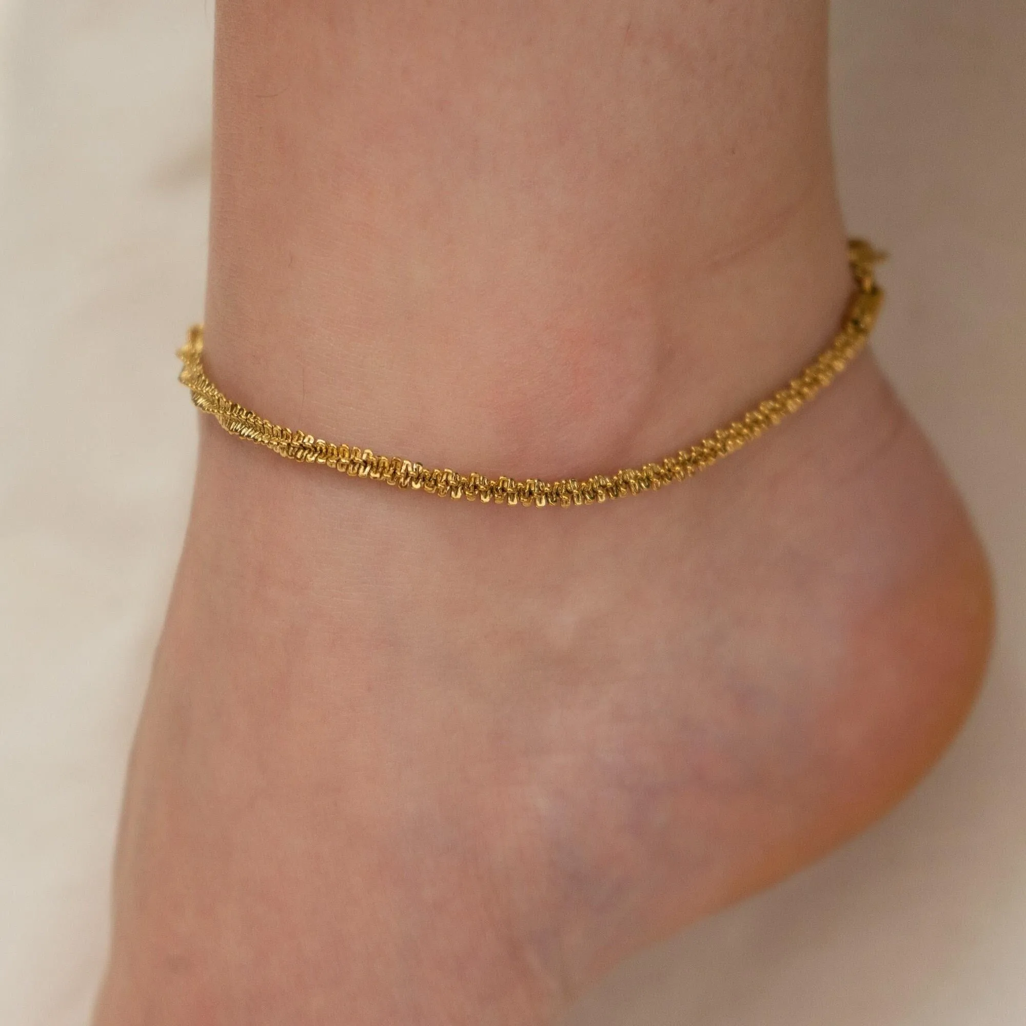 Gold Stainless Steel Popcorn Chain Anklet