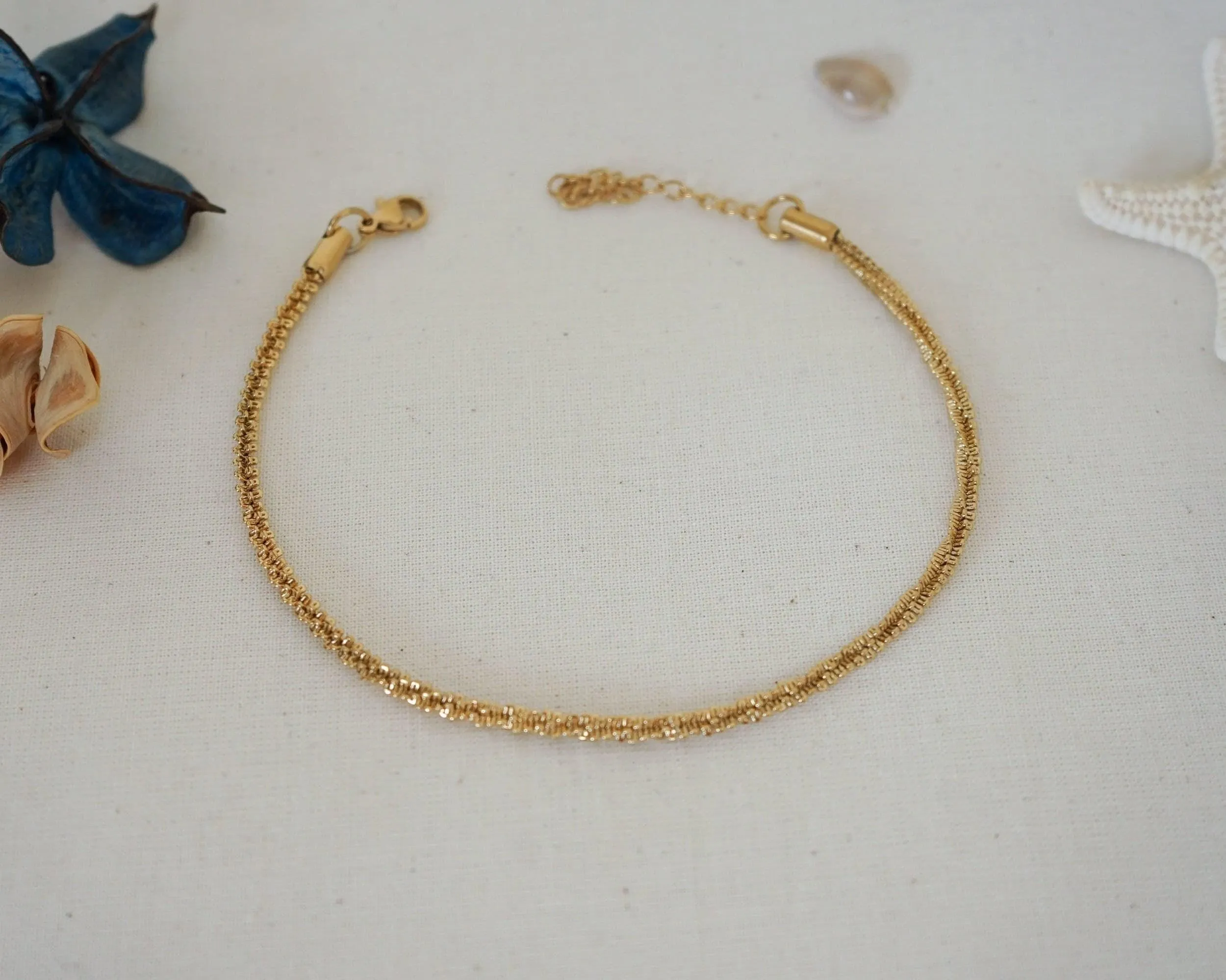 Gold Stainless Steel Popcorn Chain Anklet