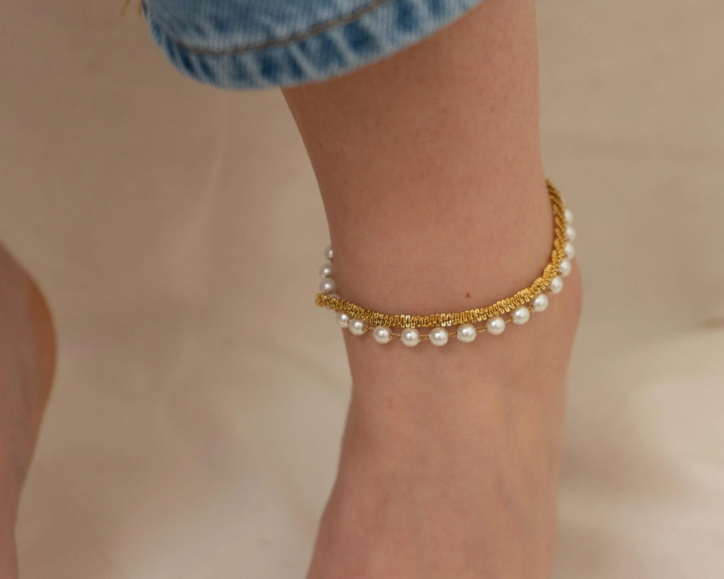 Gold Stainless Steel Popcorn Chain Anklet