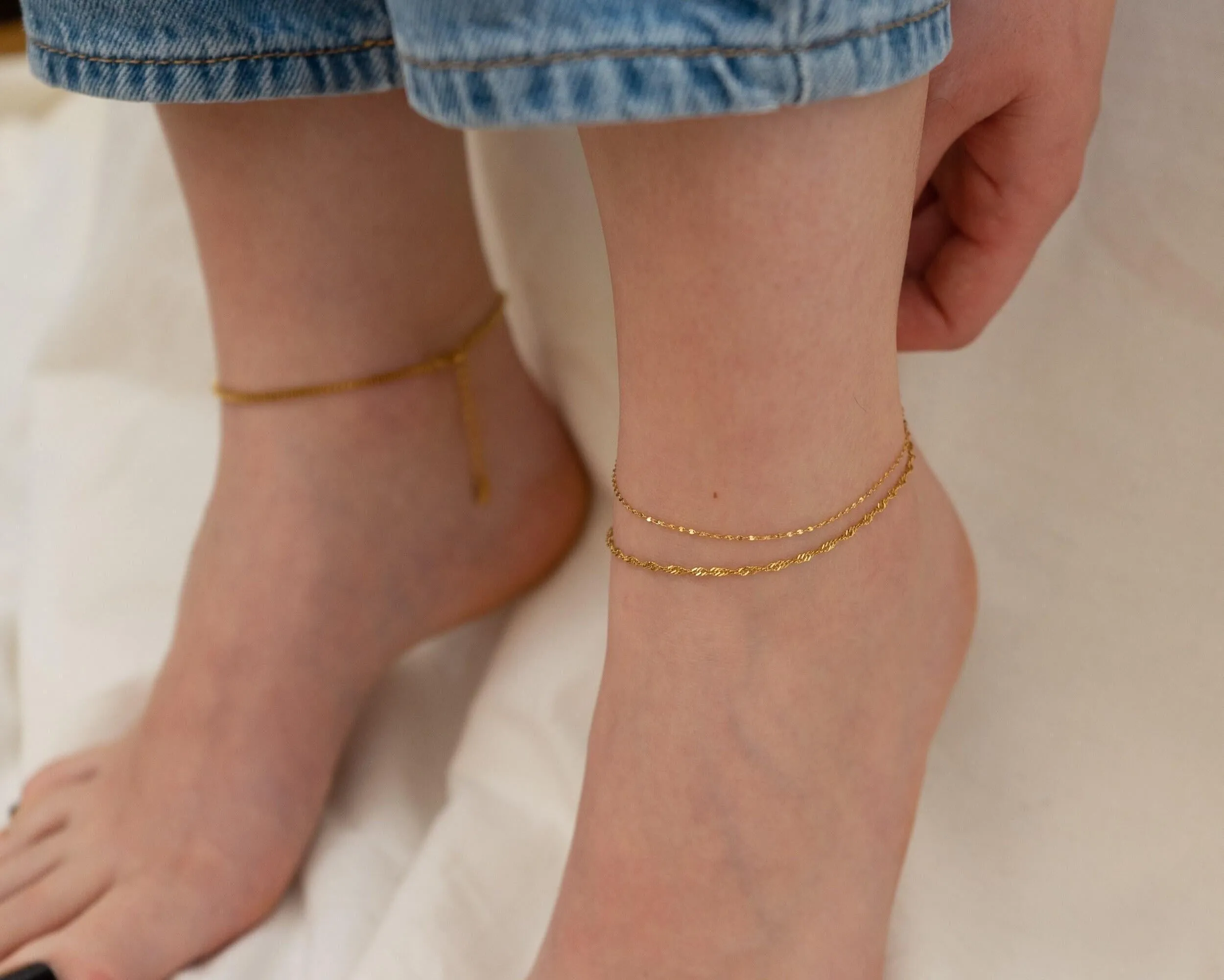 Gold Stainless Steel Twisted Chain Anklet