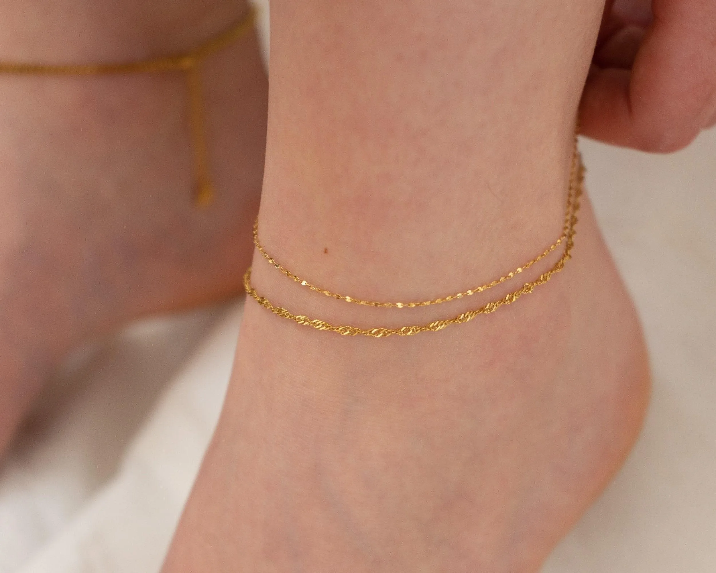 Gold Stainless Steel Twisted Chain Anklet