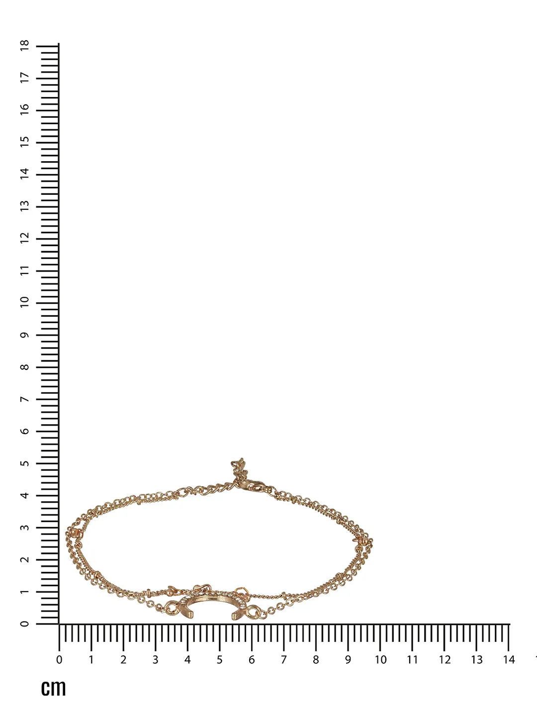 Gold Toned & Gold-Plated Cz Studded Layered Moon Charm Anklet