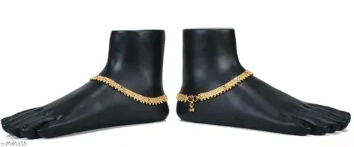 Gold Trendy Traditional Indian Style Chain Anklet for Women & Girls