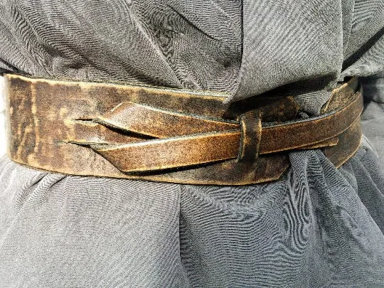 Handcrafted Brown Leather Waist Belt - Women's Fashion, Unique Leather Accessory