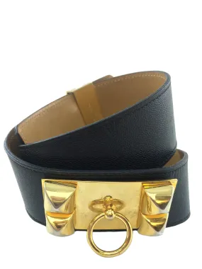 Hermes Leather Gold Plated Collier de Chien Belt Size 65