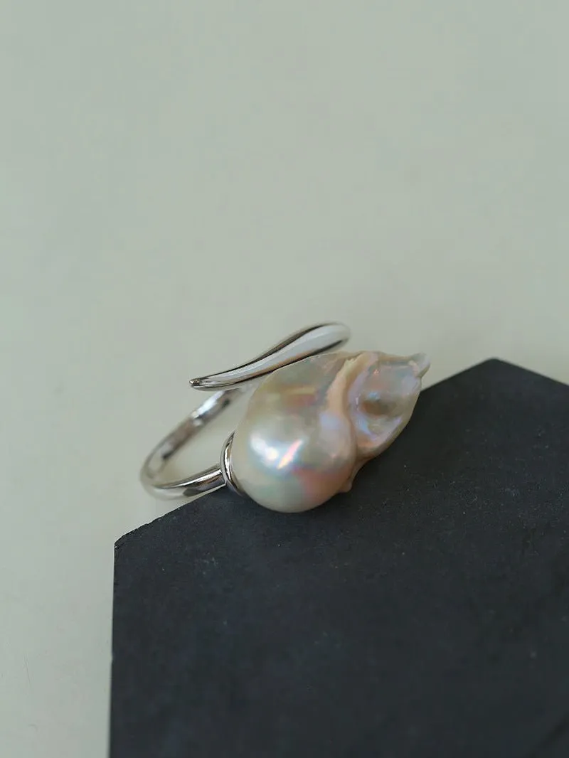 Large Baroque Pearl Open Ring