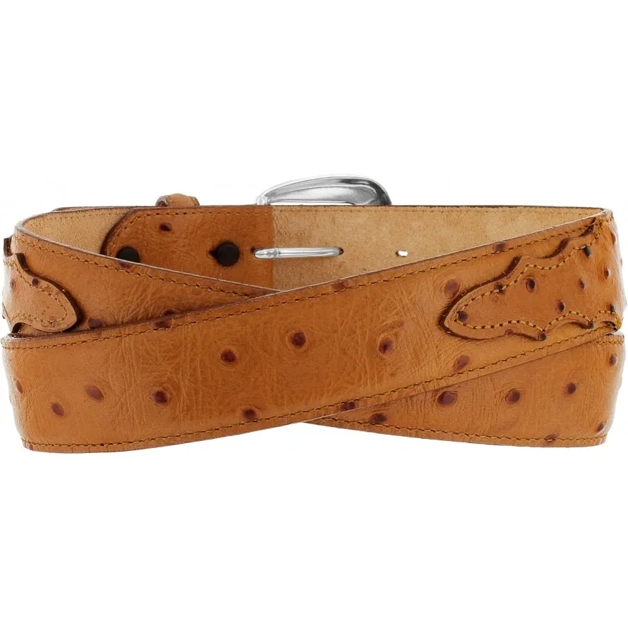 Leegin Tony Lama Mens Ostrich Print Dress Belt Peanut Style 1377L