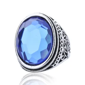 Luxury Purple Sapphire Ring Vintage Craft Flower Carved Fine Jewelry 925 Sterling Silver Rings For Women Lord Of Rings