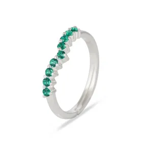 Minimal Green Cz Chevron Silver Ring - From Purl