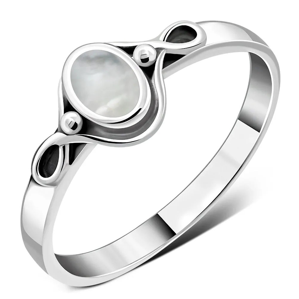 Mother of Pearl Celtic Knot Silver Ring