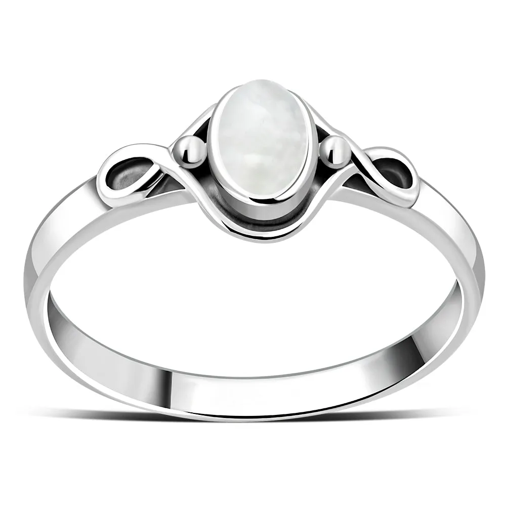 Mother of Pearl Celtic Knot Silver Ring