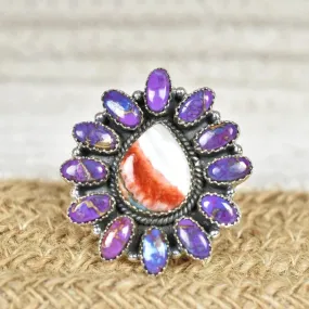 Native American Spiny Oyster & Purple Copper Turquoise 925 Sterling Silver Rings