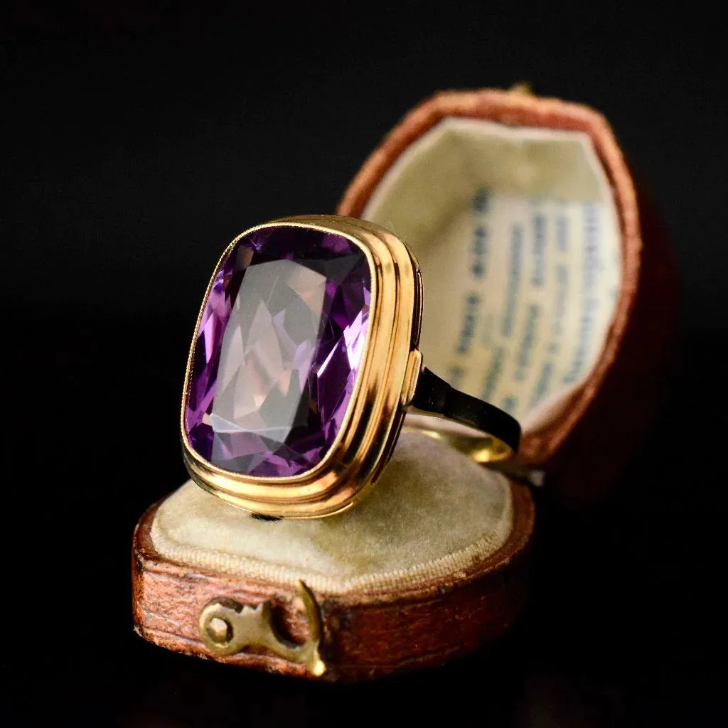 Natural Cushion Cut Bezel Set Amethyst Cocktail Vintage Rings For Women - 14k Gold Vermeil Rings