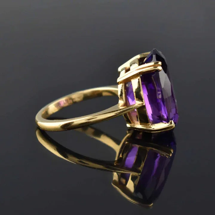 Natural Oval Cut Amethyst Solitaire Cocktail Vintage Rings  - 14k Gold Vermeil Rings