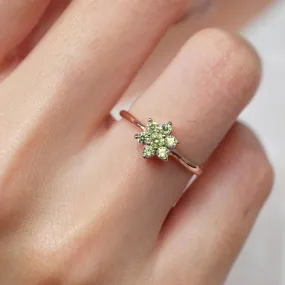 Natural Peridot Cluster Rings -  14k Rose Gold Vermeil Ring