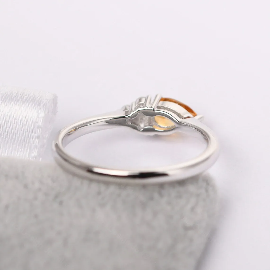 Natural Teardrop Cut Citrine Promise Ring - 925 Sterling Silver Ring