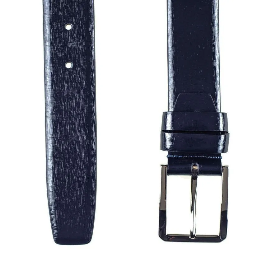 Navy Blue Textured Leather Belt