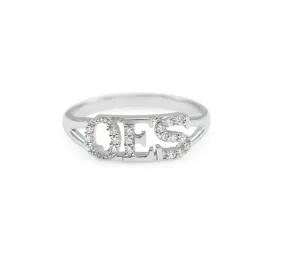 OES Ring Diamond Masonic Gift Order of The Eastern Star Silver Sisterhood Women Mason Jewelry