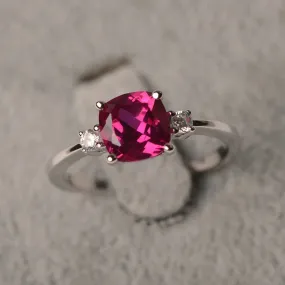 Ruby Wedding  Ring - 925 Sterling Silver RIng