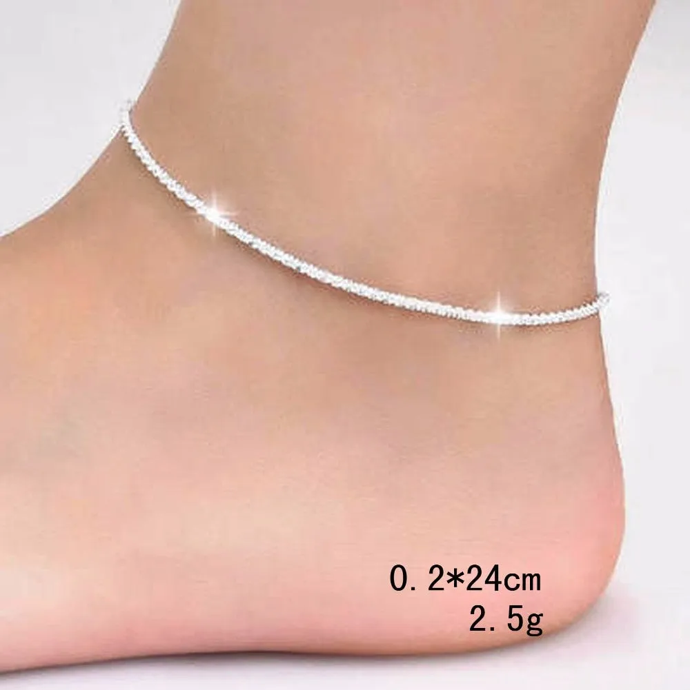 Silver Anklet Chain | Anklet Bracelet | Women Foot Bracelet | Ankle Chain For Women Jewelry | Tennis Anklet Bracelet | Chain Ankle Bracelet