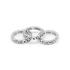 Silver I Love You Today... I Love You Tomorrow... I Love You Forever...' Stackable Band Rings