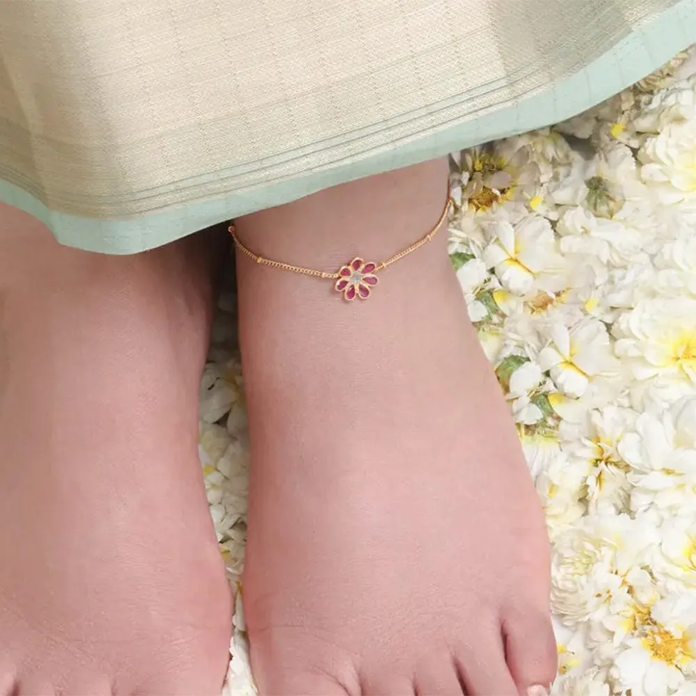 Single Silver 92.5 Flower Anklet