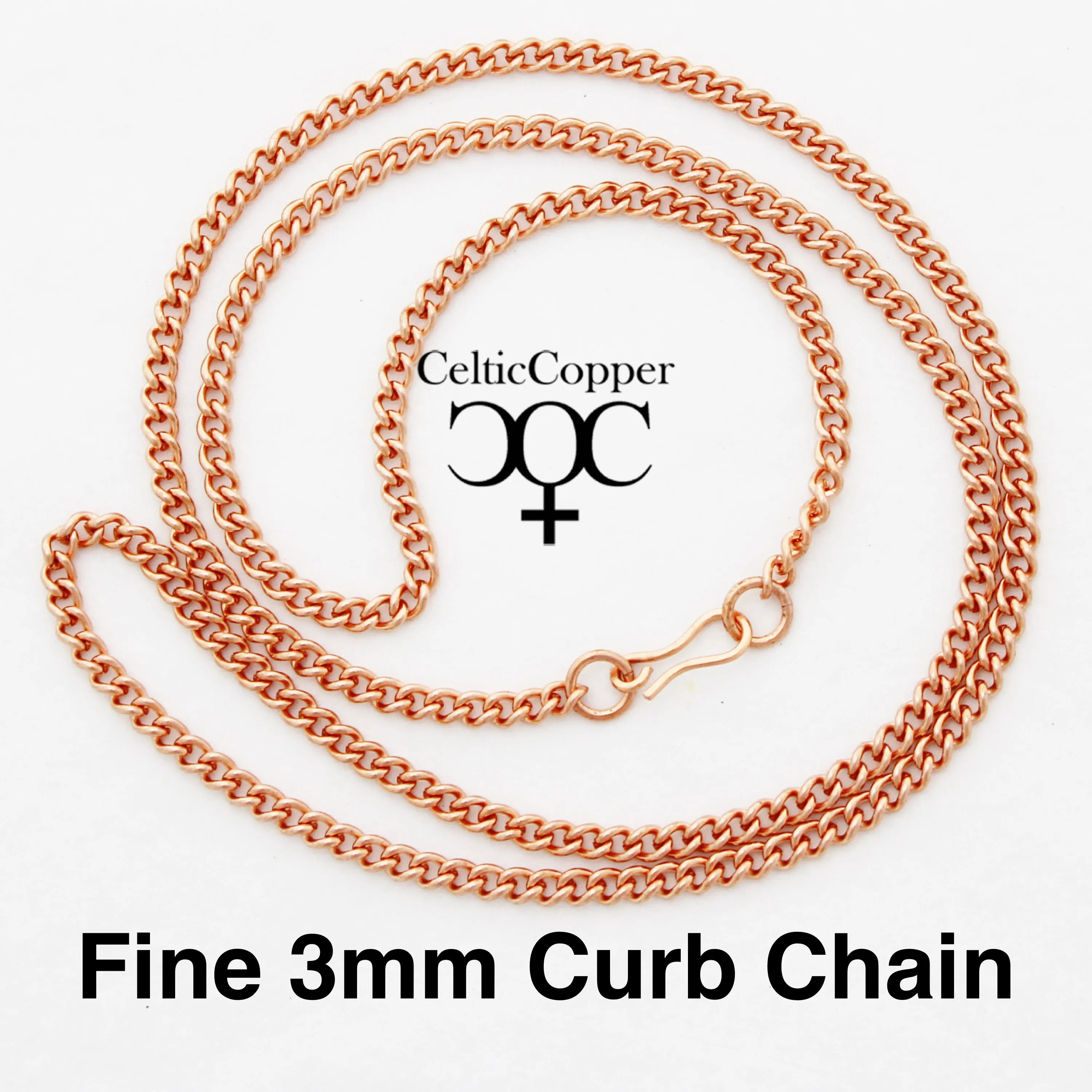 Solid Copper Cuban Curb Chain Necklace 18 Inches NC71 Fine 3mm Copper Curb Chain Necklace 18"