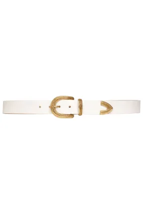 Streets Ahead Elizabeth Crackle Leather Belt 39102 | White OL/Matte Gold Buckle