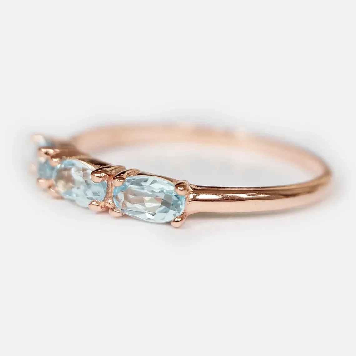 Swiss Blue Topaz Promise Ring - 14k Rose Gold Vermeil Statement Ring